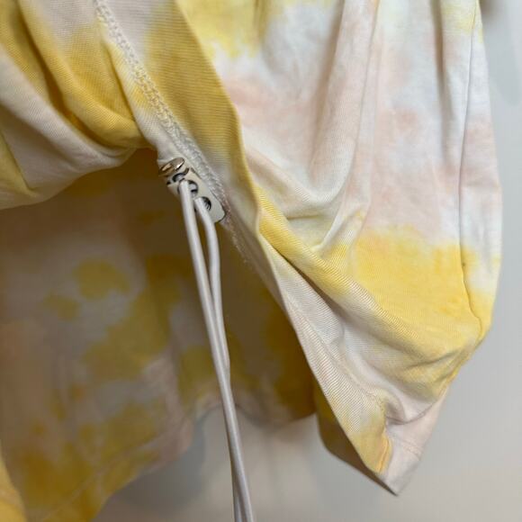 Riley Vintage Tie Dye T-Shirt Asymmetric Yellow Pink Short Sleeve Cotton Medium - Picture 4 of 6